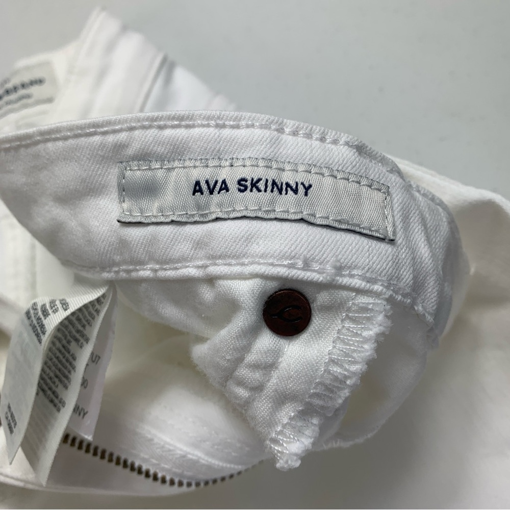 Lucky Brand White Ava Skinny Mid rise Denim Ankle Raw Hem  Jeans-Size 12/31 - Picture 10 of 15